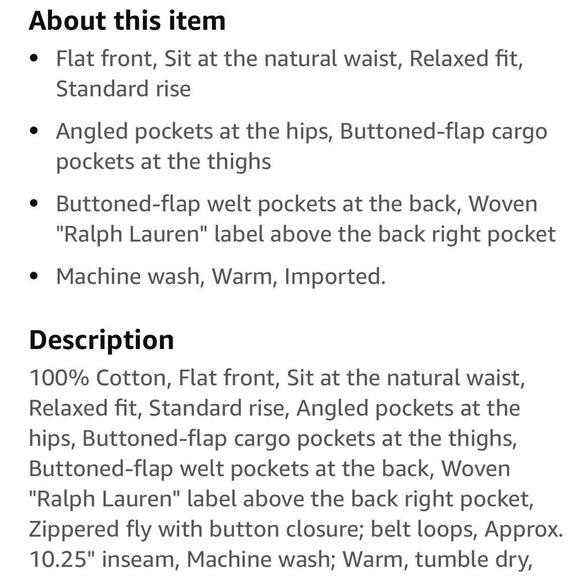 Polo Ralph Lauren RRL Classic Navy Cargo Shorts Mens 35 New Fast Ship - Picture 4 of 10